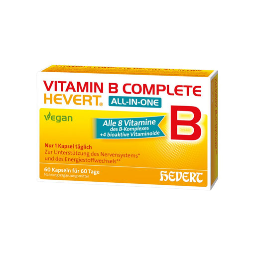 Vitamin B Complete Hevert All-in-One mit allen 8 Vitaminen des B-Komplexes und 4 bioaktiven Vitaminoiden, 60 St. Kapseln