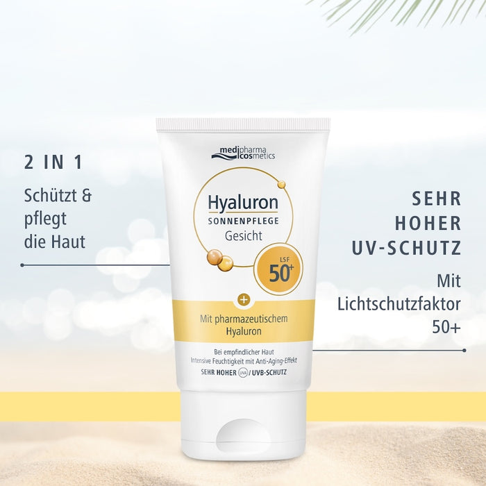 Medipharma Cosmetics Hyaluron Sonnenpflege Gesicht LSF 50+, 50 ml Creme