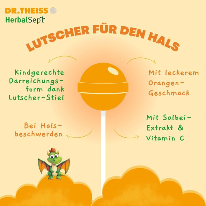 Dr. Theiss HerbalSept Hals Lutscher Kids bei Halsschmerzen und Heiserkeit, 6 St. Lutscher