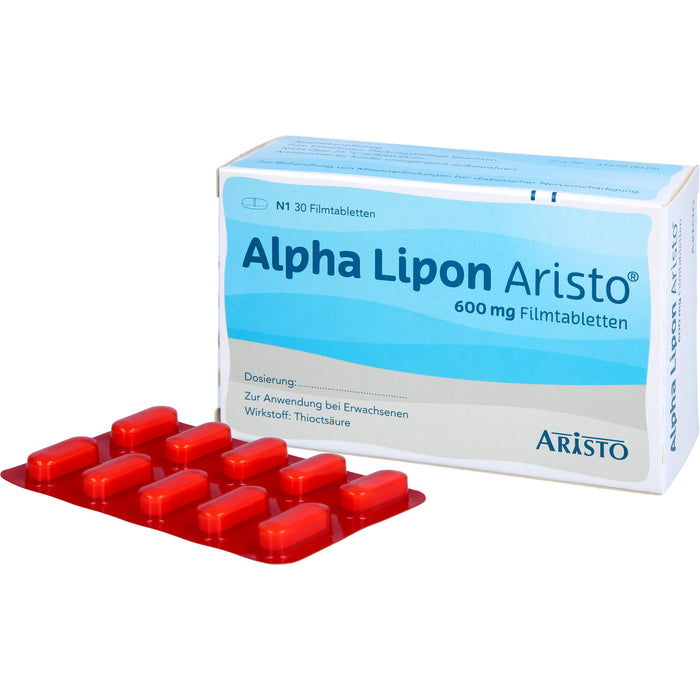 Aristo Alpha Lipon 600 mg Filmtabletten bei Missempfindungen bei Polyneuropathie, 30 St. Tabletten