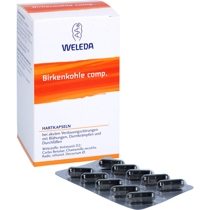 WELEDA Birkenkohle comp. Hartkapseln bei akuten Verdauungsstörungen mit Blähungen, Verdauungskrämpfen und Durchfällen, 50 St. Kapseln
