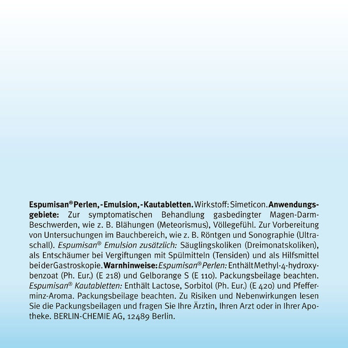 Espumisan Kautabletten bei Blähungen und Völlegefühl, 50 St. Tabletten