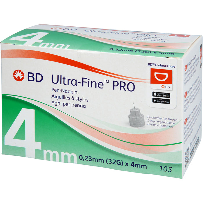 BD Ultra-Fine PRO 4 mm, 0,23 mm (32G) Pen-Nadeln, 14 St. Packung