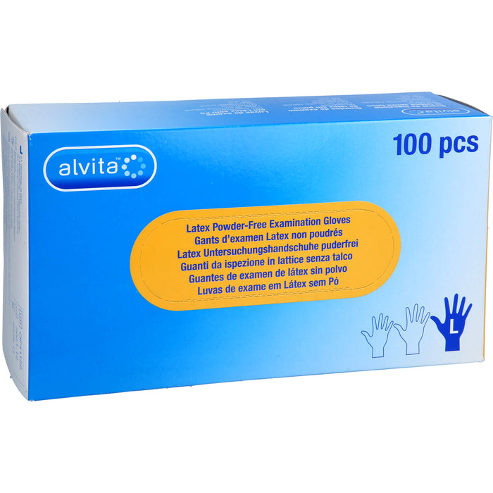 Alvita Latex Untersuchungshandschuhe puderfrei L, 100 St. Handschuhe