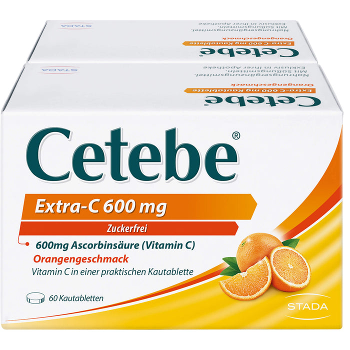 Cetebe Kautabletten Extra-C 600 mg unterstützt Ihre Immunabwehr mit Orangengeschmack, 120 St. Tabletten