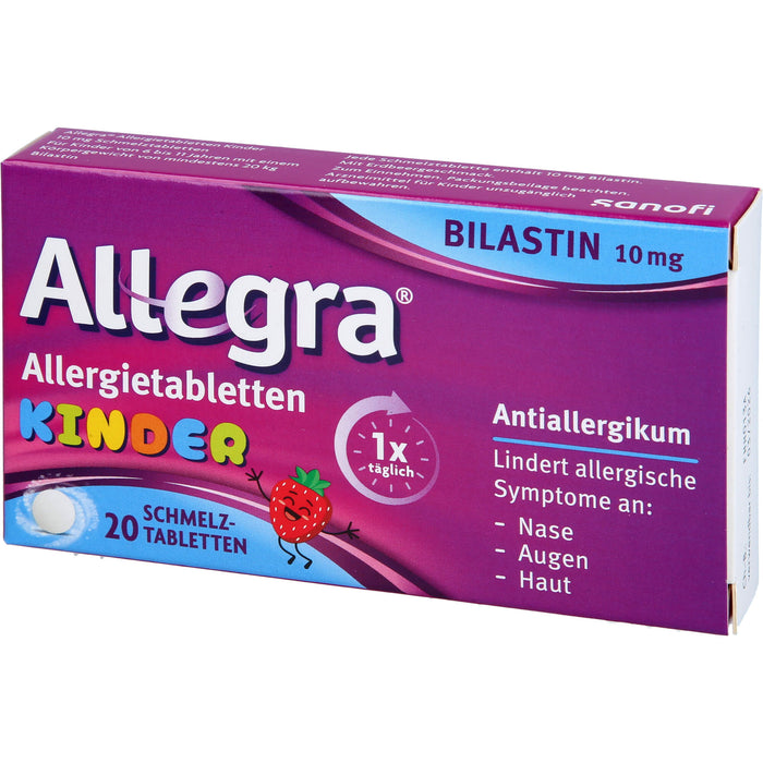 Allegra Allergietabletten für Kinder zergehen auf der Zunge mit leckerem Erdbeergeschmack, 20 St. Tabletten