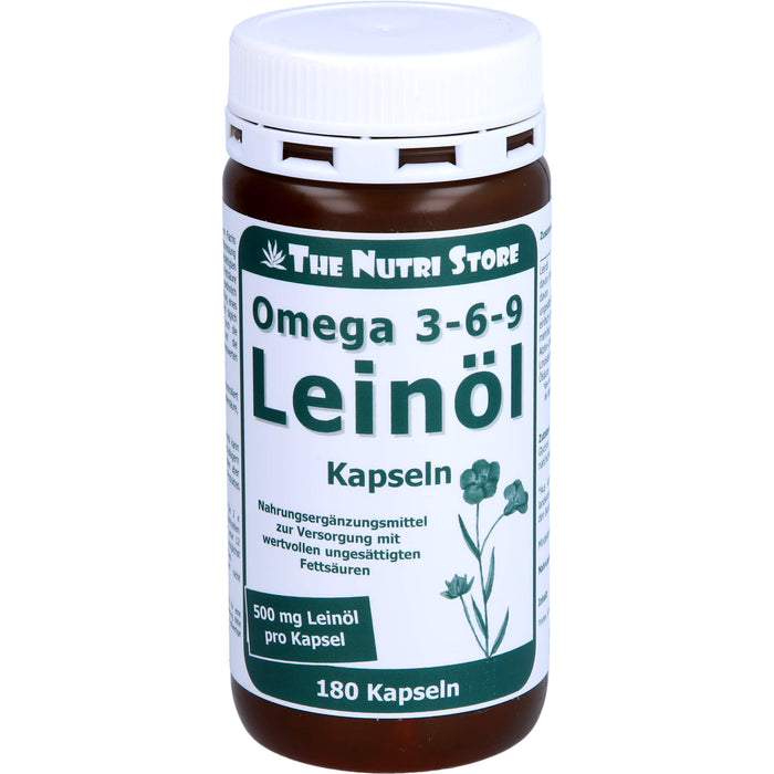 The Nutri Store Leinöl Omega 3-6-9 500 mg Bio Kapseln, 180 St. Kapseln