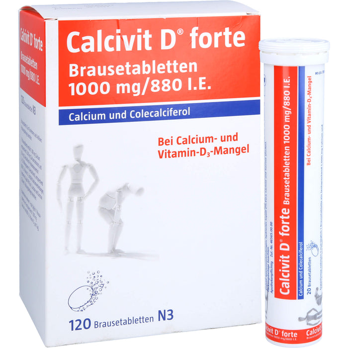 Calcivit D forte Brausetabletten 1000 mg / 880 I.E. bei Calcium und Vitamin-D3-Mangel, 120 St. Tabletten