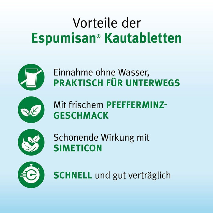 Espumisan Kautabletten bei Blähungen und Völlegefühl, 50 St. Tabletten