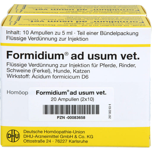 DHU Formidium ad usum vet. flüssige Verdünnung zur Injektion für Pferde, Rinder, Schweine, Schafe, Ziegen, Katzen und Hunde, 20 St. Ampullen