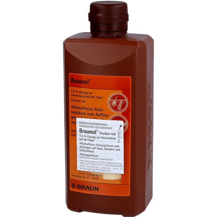 Braunol alkoholfreies Antiseptikum zum Auftragen auf Haut, Wunden und Schleimhaut, 500 ml Lösung