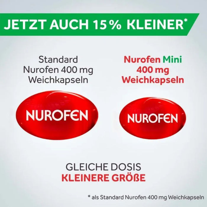 Nurofen Mini 400 mg Weichkapseln bei Schmerzen oder Fieber, 20 St. Kapseln