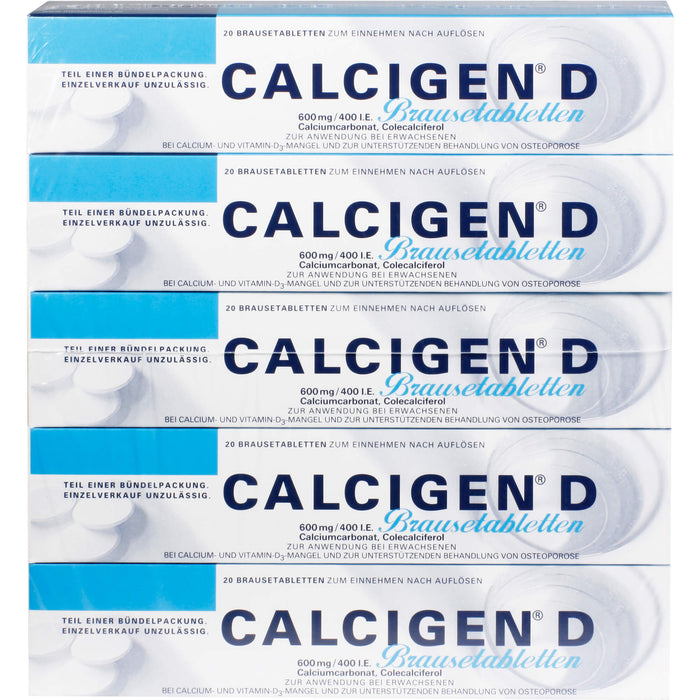 CALCIGEN D 600 mg / 400 I.E. Brausetabletten bei gleichzeitigem Calcium- und Vitamin D-Mangel, 100 St. Brausetabletten