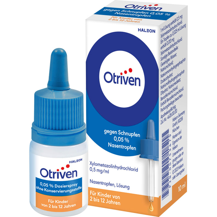 Otriven 0,05 % Nasentropfen für Kinder bei Schnupfen, 10 ml Lösung