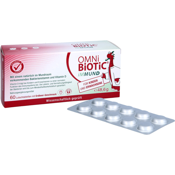 OMNi-BiOTiC iMMUND Lutschtabletten mit Erdbeergeschmack für Kinder und Erwachsene, 60 St. Tabletten