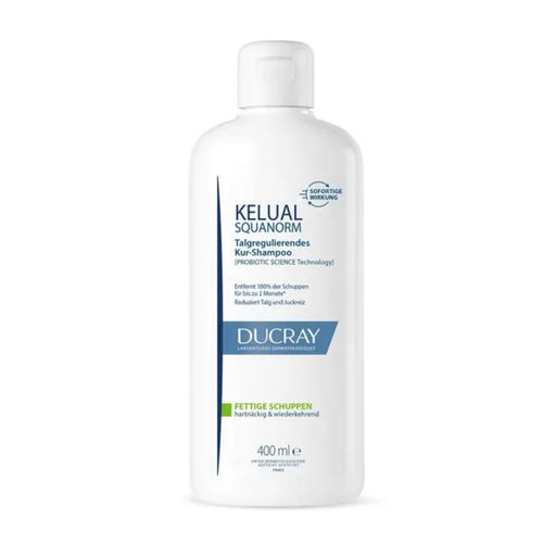 DUCRAY Kelual Squanorm talgreduzierendes Kur-Shampoo bei fettigen Schuppen, 400 ml Shampoo