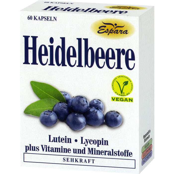 Espara Heidelbeere Kapseln mit Lutein und Lycopin für die Sehkraft, 60 St. Kapseln