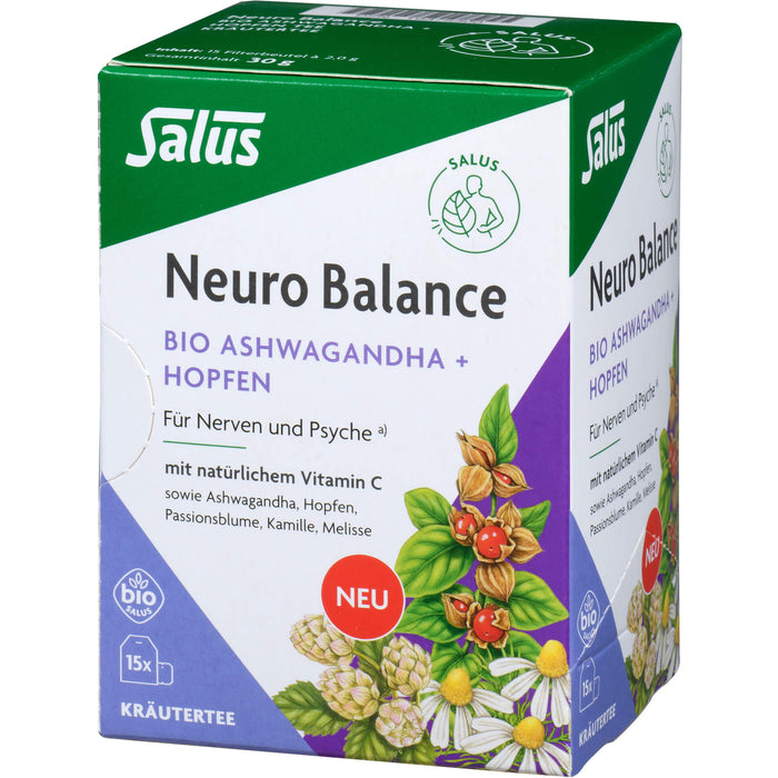 Salus Neuro Balance Bio Ashwagandha + Hopfen Tee, 15 St. Filterbeutel