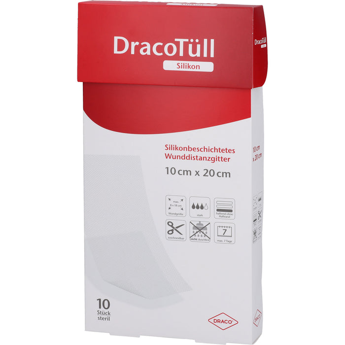 DracoTüll Silikon 10 x 20 cm steril, 10 St. Verband