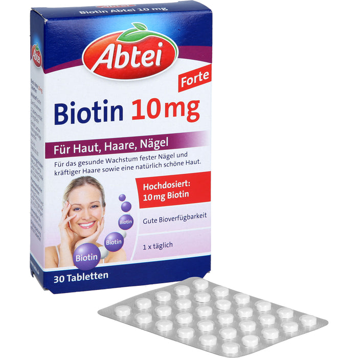 Abtei Biotin 10 mg forte Tabletten für Haut, Haare und Nägel, 30 St. Tabletten