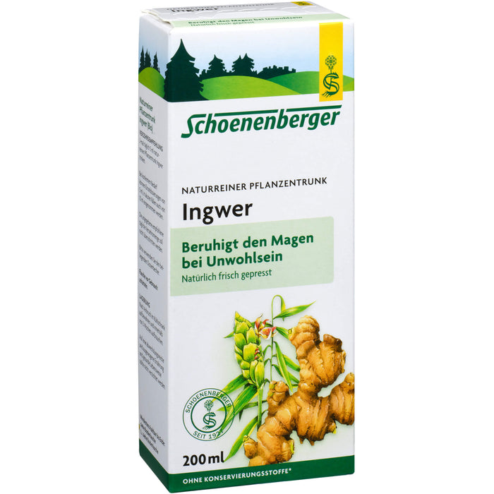 Schoenenberger Ingwer naturreiner Pflanzentrunk, 200 ml Lösung