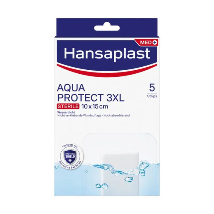 Hansaplast Aqua Protect 10 x 15 cm atmungsaktiver, wasserfester Wundverband polstert die Wunde, ohne zu verkleben, 5 St. Verband