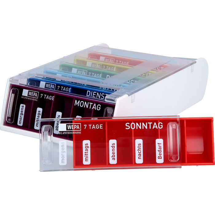 WEPA Medikamentendosierer 7 Tage Wochenmagazin Regenbogen / UV-Schutz+, 1 St. Dosette