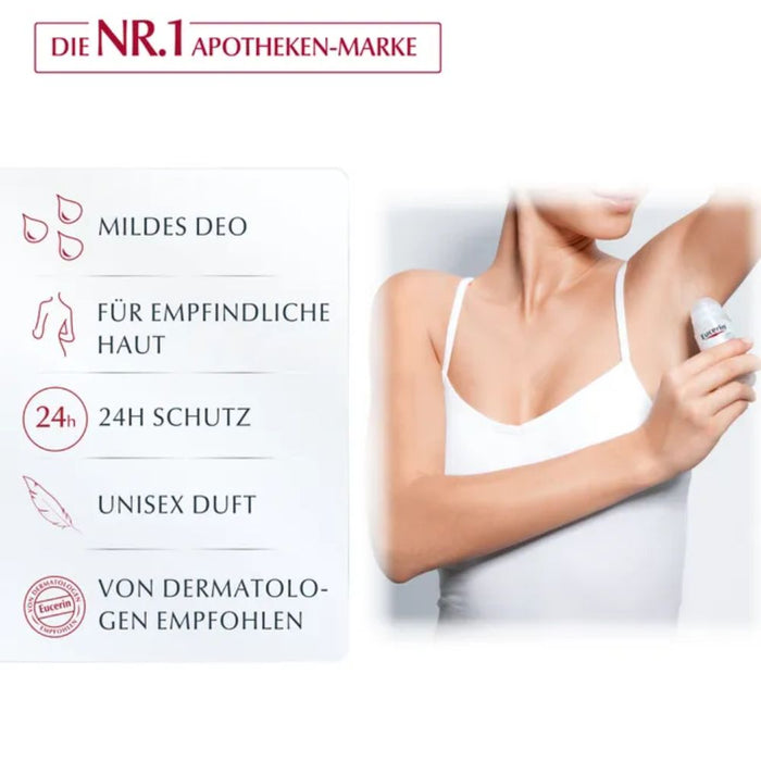 Eucerin Deodorant für empfindliche Haut 24 h Roll-on, 50 ml Lösung