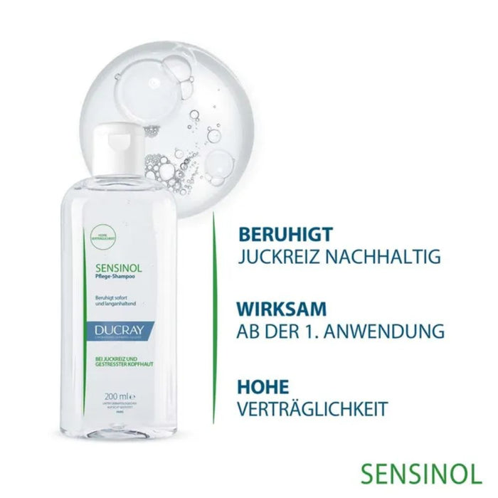 DUCRAY SENSINOL Pflegeshampoo bei Juckreiz und gestresster Kopfhaut, 200 ml Shampoo