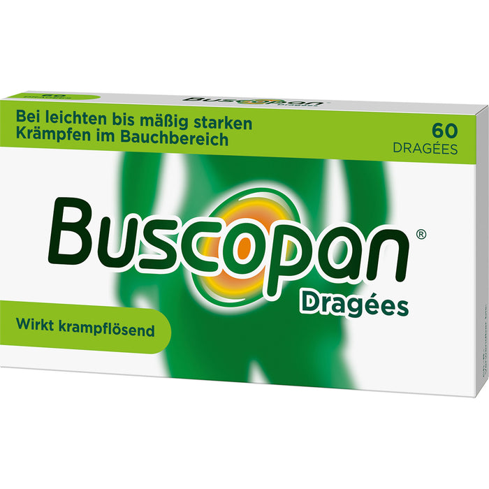 Buscopan Dragées mit Butylscopolamin bei leichten bis mäßig starken Bauchschmerzen und Bauchkrämpfen, 60 St. Dragees