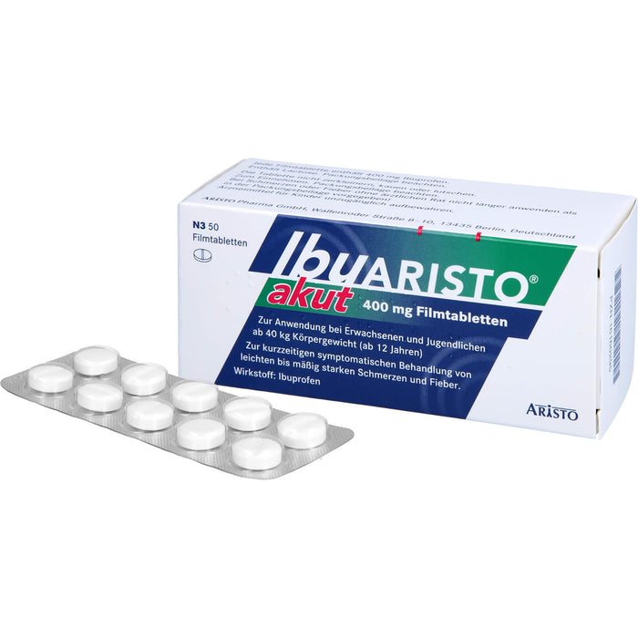IbuARISTO akut 400 mg Filmtabletten bei Schmerzen und Fieber, 50 St. Tabletten