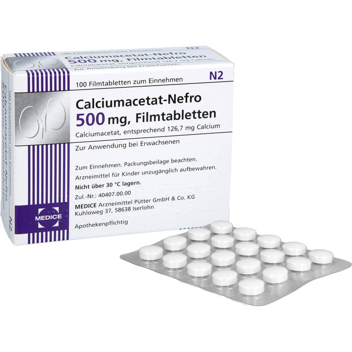 Calciumacetat-Nefro 500 mg, Filmtabletten, 100 St. Tabletten