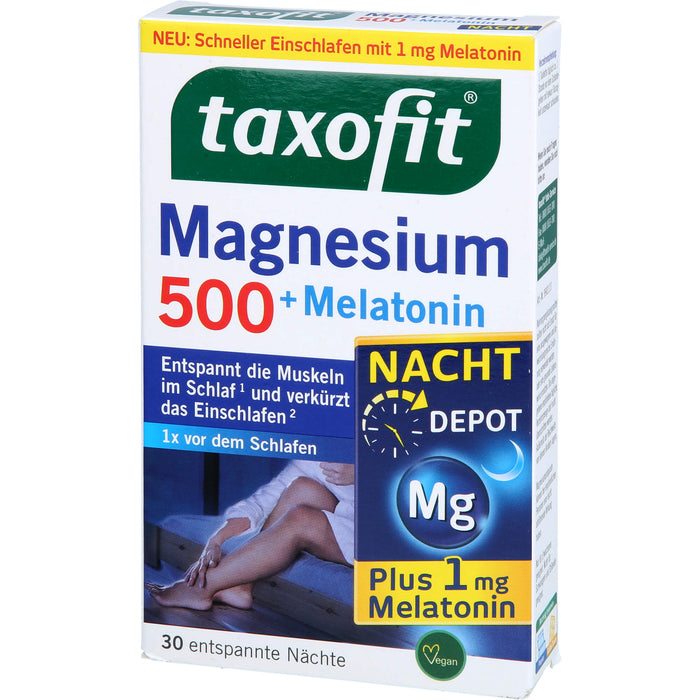 Taxofit Magnesium 500 Nacht + Melatonin Tabletten, 30 St. Tabletten