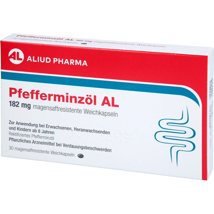 Pfefferminzöl AL 182 mg Weichkapseln bei Bauchkrämpfen, Bauchschmerzen und Blähungen, 30 St. Kapseln
