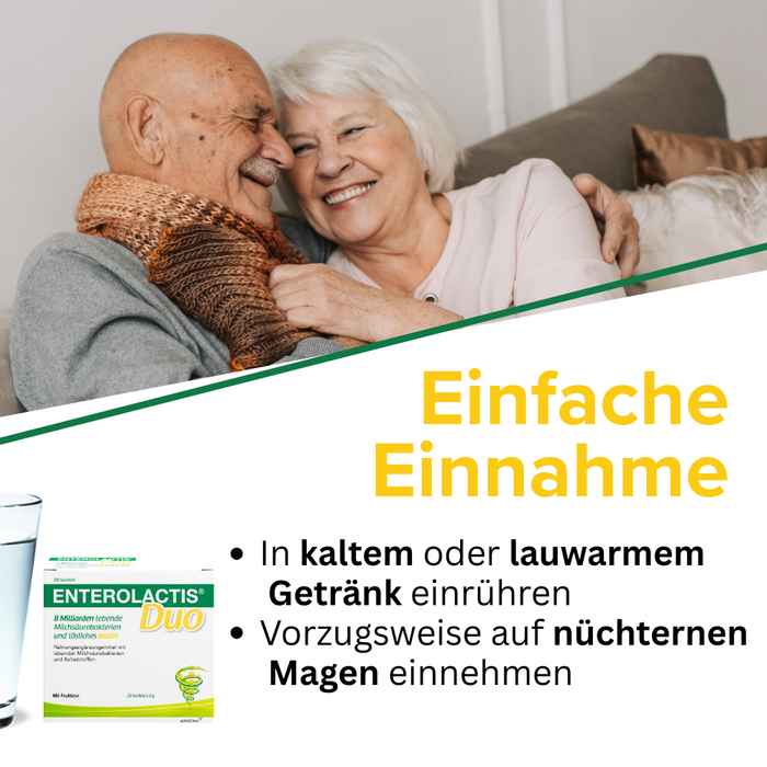 Enterolactis Duo - natürliche Versorgung der Darmflora und des Darmmikrobioms mit L. Casei DG & Inulin - laktosefrei & glutenfrei, 20 St. Beutel