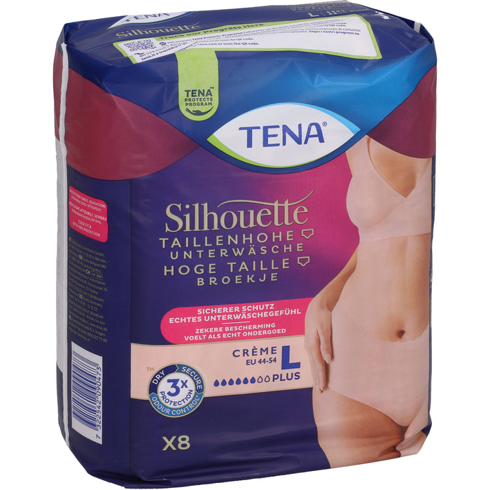 TENA Silhouette taillenhohe Unterwäsche Creme EU 44-54 Gr.L, 8 St. Einweghosen