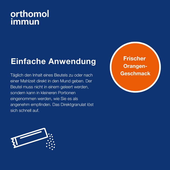 Orthomol Immun - Mikronährstoffe zur Unterstützung des Immunsystems - mit Vitamin C, Vitamin D und Zink - Orangen-Geschmack - Direktgranulat, 7 St. Tagesportionen