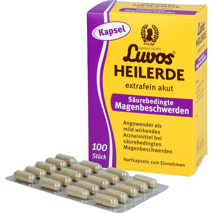 Luvos Heilerde extrafein akut Hartkapseln bei säurebedingten Magenbeschwerden, 100 St. Kapseln