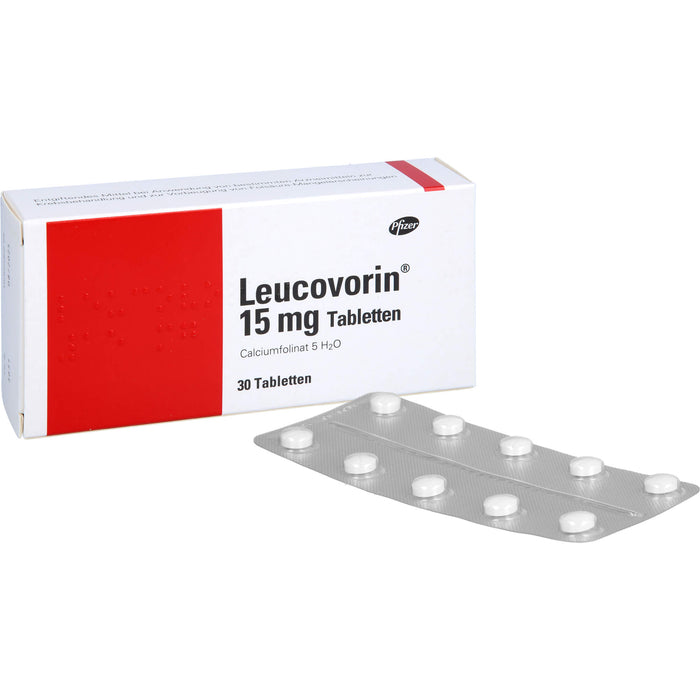 Leucovorin 15 mg Tabletten zur Vorbeugung von Vergiftungserscheinungen und bei Folsäuremangel, 30 St. Tabletten