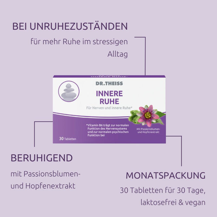 DR.THEISS Innere Ruhe Tabletten trägt zur normalen Funktion des Nervensystems bei, 30 St. Tabletten