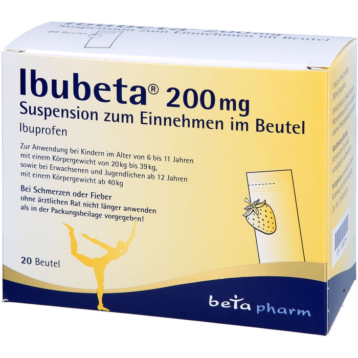 Ibubeta 200 mg Suspension bei Schmerzen oder Fieber, 20 St. Beutel