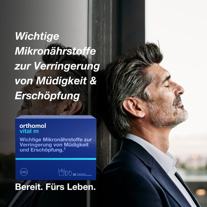 Orthomol Vital m für Männer - bei Müdigkeit - mit B-Vitaminen und Omega-3-Fettsäuren - Orangen-Geschmack - Granulat/Tabletten/Kapseln, 30 St. Tagesportionen