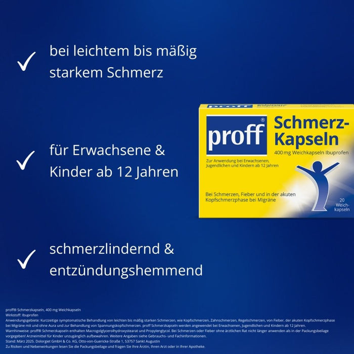 proff Schmerzkapseln 400 mg Weichkapseln bei leichten bis mäßig starken Schmerzen, 20 St. Kapseln