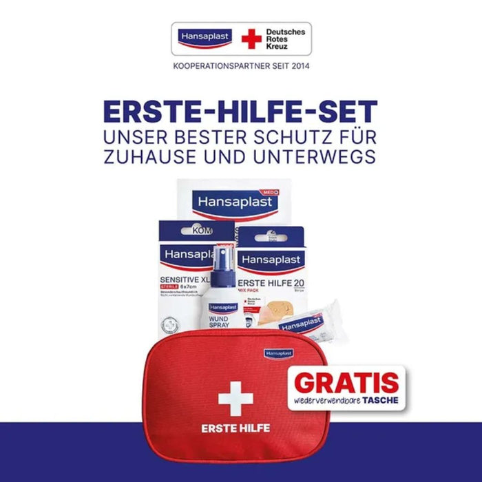 Hansaplast Erste-Hilfe-Set mit Wundspray, Pflastern, Binden und Kompressen, 1 St. Set