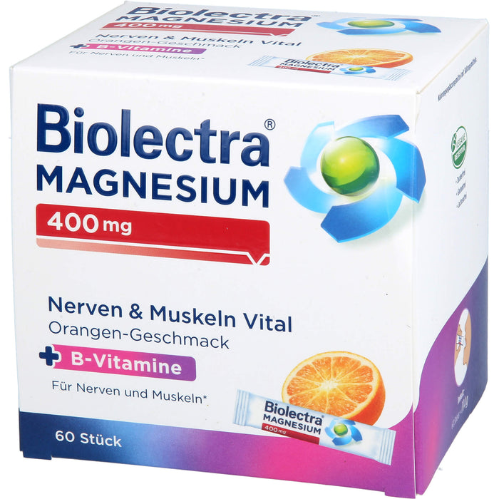 Biolectra Magnesium 400 mg Nerven & Muskeln Vital Sticks mit Orangen-Geschmack, 60 St. Sticks