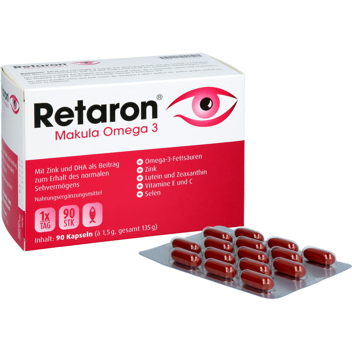 Retaron Makula Omega 3 Kapseln zum Erhalt des normalen Sehvermögens, 90 St. Kapseln