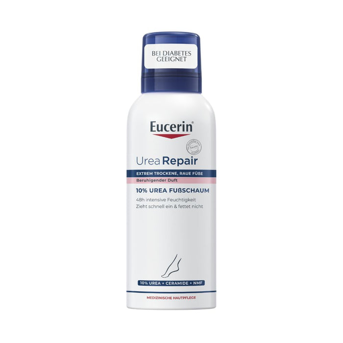 Eucerin UreaRepair plus Fußschaum 10% spendet intensiv Feuchtigkeit und unterstützt die Hautregeneration, 150 ml Lösung