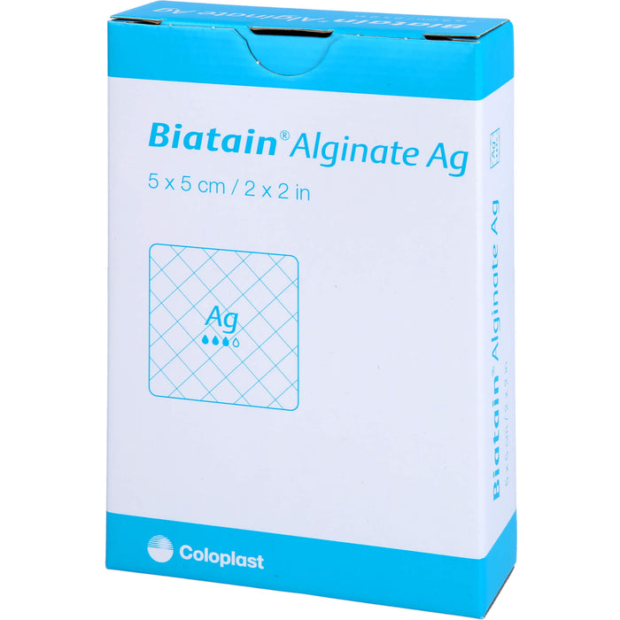 Biatain Alginate Ag Kompressen 5 x 5 cm mit Silber, 10 St. Verband