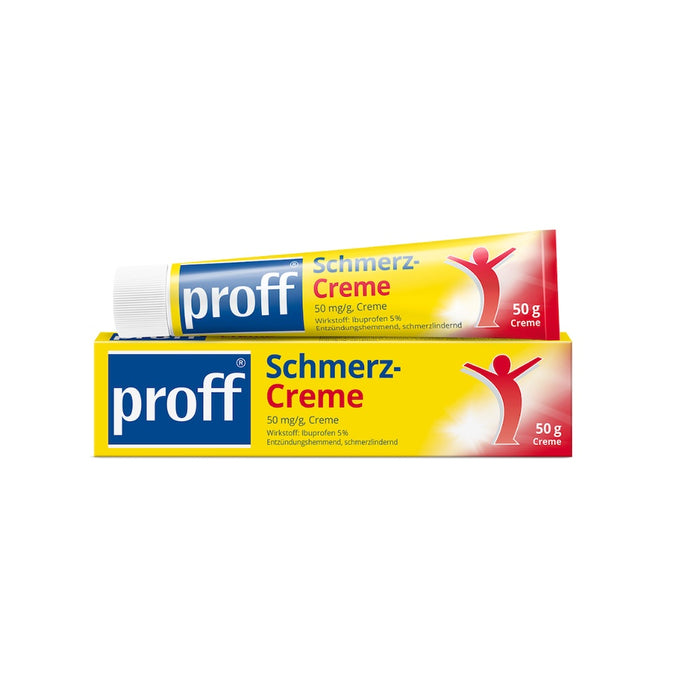 proff Schmerzcreme mit Ibuprofen – zur äußerlichen Behandlung von Muskel-, Gelenk- und Rückenschmerzen bei rheumatischen Erkrankungen oder nach Sport- und Unfallverletzungen, 50 g Creme