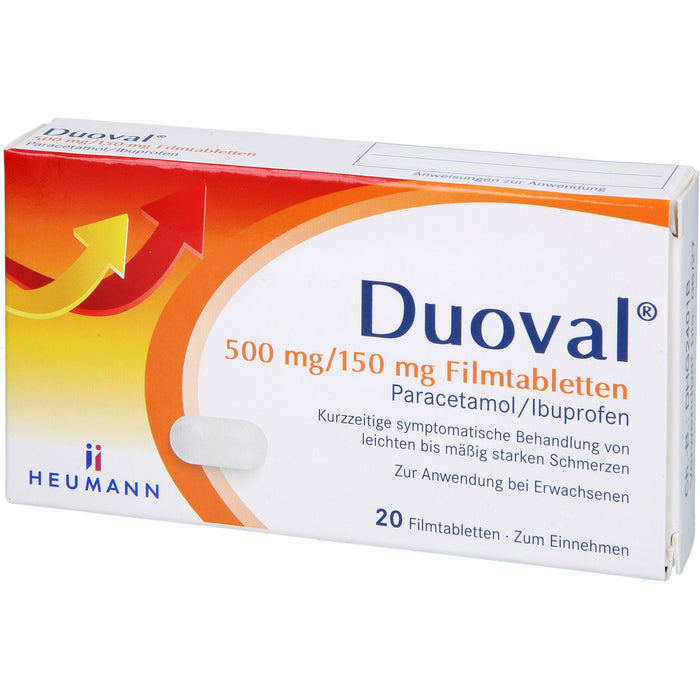 Duoval 500 mg Paracetamol / 150 mg Ibuprofen Filmtabletten, 20 St. Tabletten